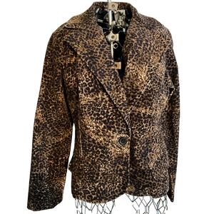 No Boundaries Juniors Animal Print Corduroy Blazer Jacket L 11 13